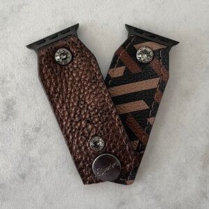 Spark*l Authentic Upcycled LV Pewter Mahina & Versace Apple Watch Bow Band - XS